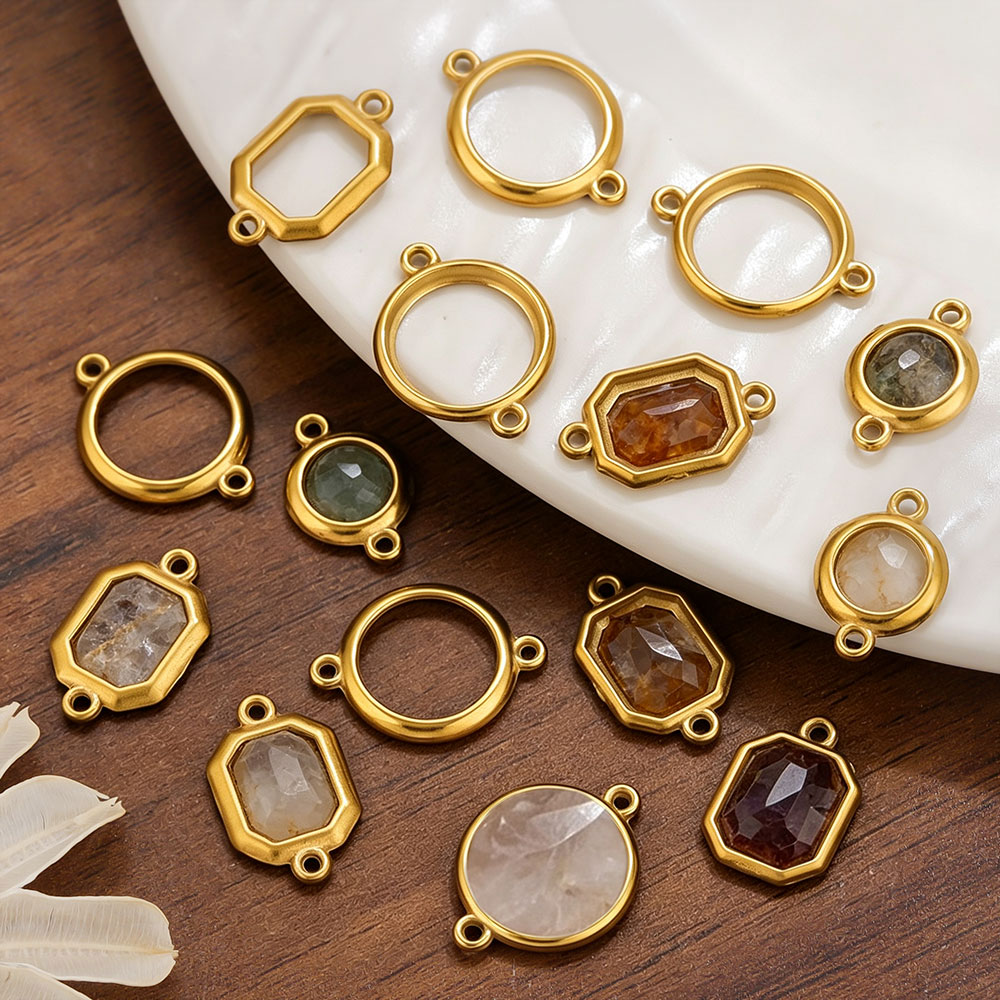 Bezels Set Pendant - 10 szt. zawieszek z dwoma otworami